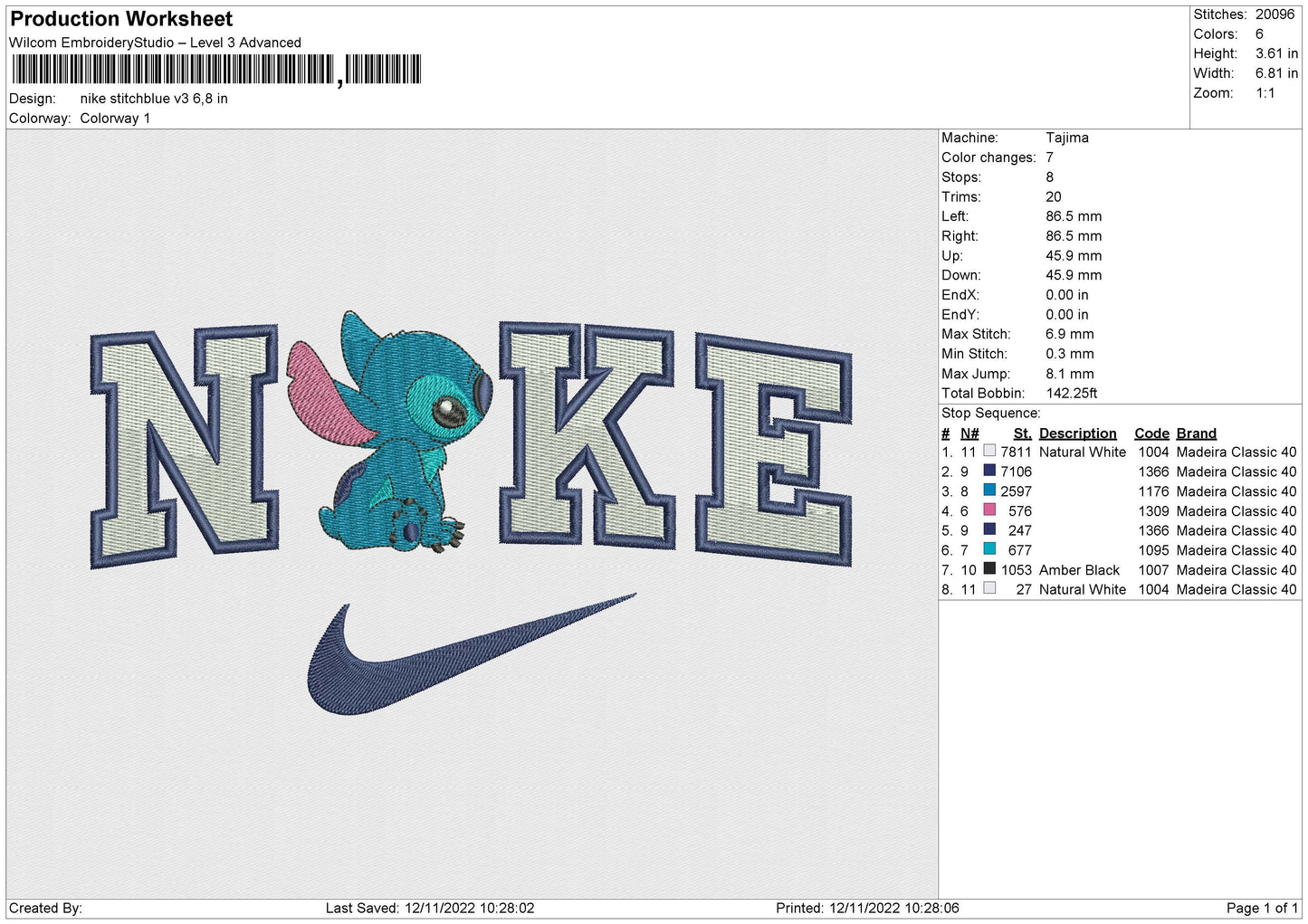 Swoosh Stitch Blue